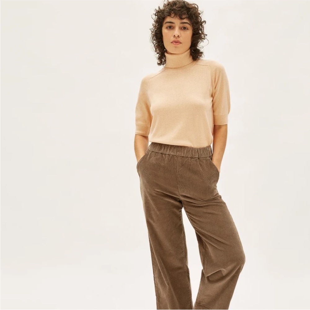 Everlane Wool Cotton Blend Merino Knit Turtleneck Tee in Sesame
